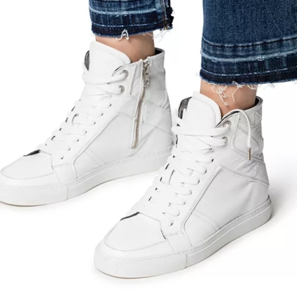 Zadig Voltaire ZV1747 Flash High-Top Sneakers Genuine Leather Euro 40 New